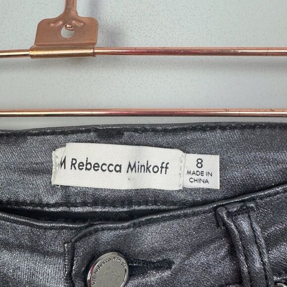 REBECCA MINKOFF | NEW Black Coated Sparkle Skinny Jeans Women’s Size 6 & 8 - Picture 11 of 13